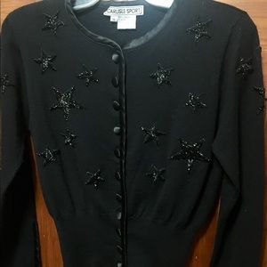 Carlisle Black Sweater With Beaded Stars